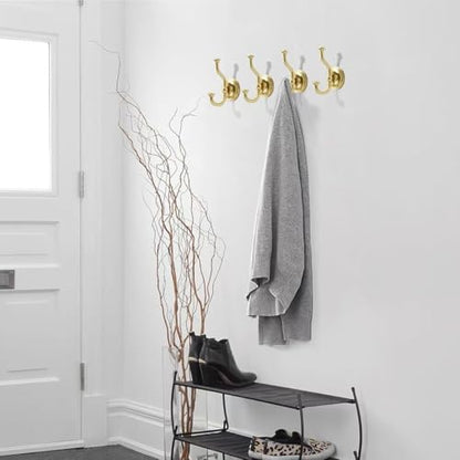 1 Pack 4-1/2 Inch Zinc Alloy Brushed Gold Towel Hooks | Solid Metal | Wall Mount | Robe Hooks | Coat Hooks | For Bathroom, Shower, Bedroom, Entryway | Bathroom Hardware Accessories - color: Brushed Gold