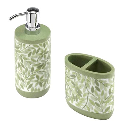 Avanti Linens - Bath Set, 2pc Countertop Accessories, Resin Toothbrush Holder & Lotion Pump (Stratford Collection, Green) - size: 2pc Bath Set
