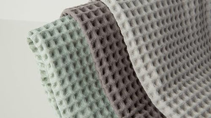 Waffle Cotton Bath Towels-100% Turkish Cotton, Quick Dry, Ultra Soft, Premium Absorbent, Weave Design, Fast Drying-2 Pieces Bath Towel Set (1 Large Bath Towel and 1 Hand Towel) (Sage) - color: Sage