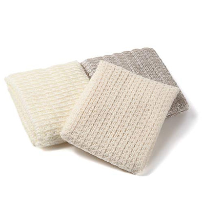 Exfoliating Washcloth [Made in Japan] Shower Back Scrubber, Plant-Based Loofah (3pcs Set) - color: 3pcs Set (3pcs Set ( Cotton, Linen and Silk )