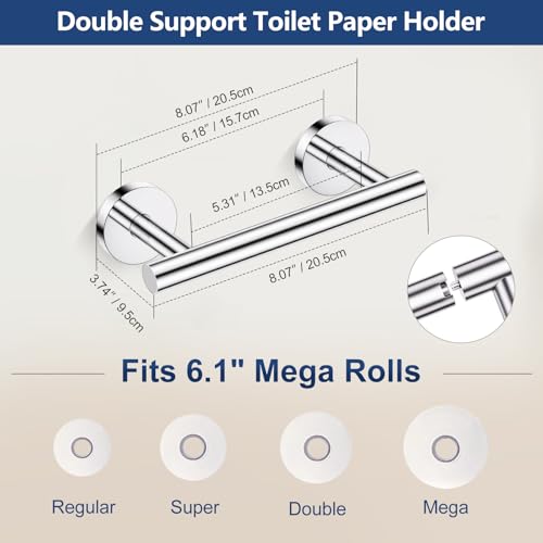 TQKAG 5 Piece Towel Racks for Bathroom, 23.6" Bathroom Hardware Set Chrome | Bathroom Hardware Set, SUS304 Stainless Steel, Double Post Pivoting, Towel Hooks, Toilet Paper Holder Set Wall Mounted - color: Polished Chrome, size: 5-Pieces Set-B