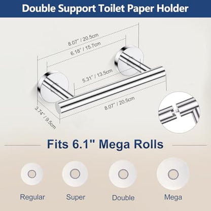TQKAG 5 Piece Towel Racks for Bathroom, 23.6" Bathroom Hardware Set Chrome | Bathroom Hardware Set, SUS304 Stainless Steel, Double Post Pivoting, Towel Hooks, Toilet Paper Holder Set Wall Mounted - color: Polished Chrome, size: 5-Pieces Set-B