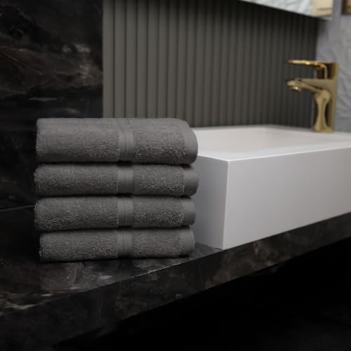 Quick Dry & Absorbent Wash Cloths Set of 4 (12" x 12") Hotel Quality, Versatile as, Washcloths for Your Face, Face Towel Set, Spa Towels, Hand Towels, Soft Wash Cloths -%100 Cotton - Gray - color: Gray