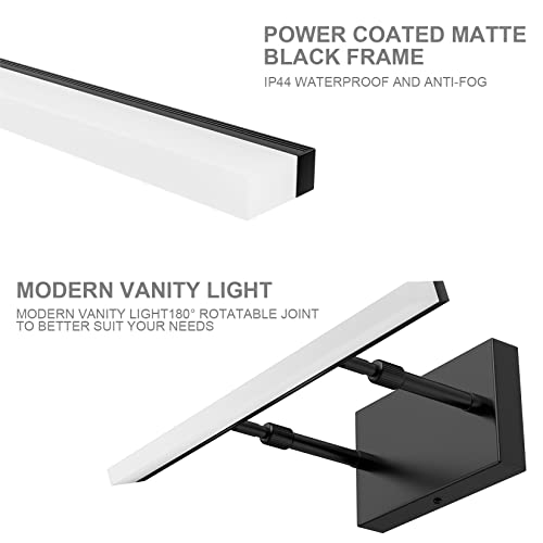 Aipsun 15.7 inch LED Vanity Lights Adjustable Bathroom Wall Light Fixtures Bathroom Lighting Fixture Over Mirror Black Modern Vanity Lighting 5500K - color: Black, size: 15.7 in