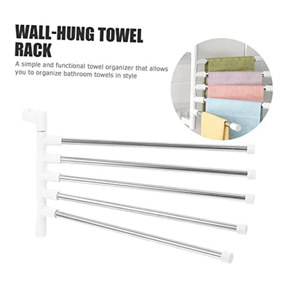 Homoyoyo Nail Wall Mounted Rotating Towel Rack Bar Stainless Steel Storage Shelf Easy Installation Space Saving Bathroom Organizer with Durable Elegant Design