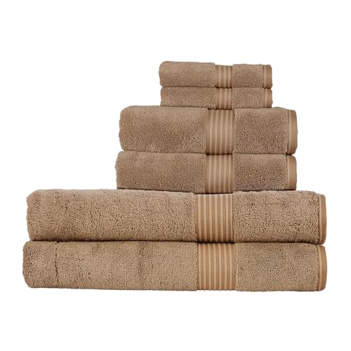 Christy Supreme Hygro 6 Piece Towel Set | Mocha | 100% Luxury Supima Cotton | Ultra Soft | Super Absorbent | 650GSM | 2 Bath Sheets 2 Hand Towels 2 Face Cloths - color: Mocha, size: 6 Piece Bath Sheet Set