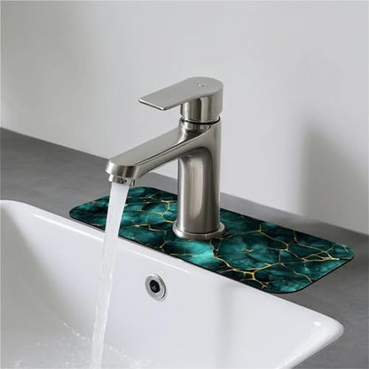 Faucet Fast Absorbent Pad - Emerald Gold Marble , Suitable For Kitchen, Bathroom, Island And Other Scenes - color: Emerald Gold Marble