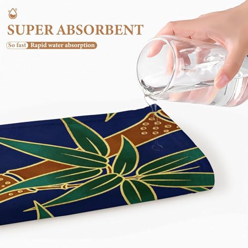 Bamboo Print Bath Towel Large Absorbent Bathroom Towel Reusable Soft Feel Fingertip Towels Lightweight Quick Dry Gym Towels Fashion Washcloths for Travel Camp Pool
