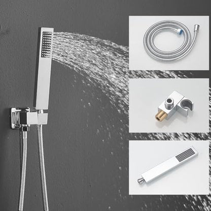 Shower System Polished Chrome Bathroom Rainfall Shower Faucet Set Complete Wall Mounted 6 Inch Shower Head and Handle Set with Rough-in Valve Body and Trim Kit - color: Polished Chrome, size: 6 Inch