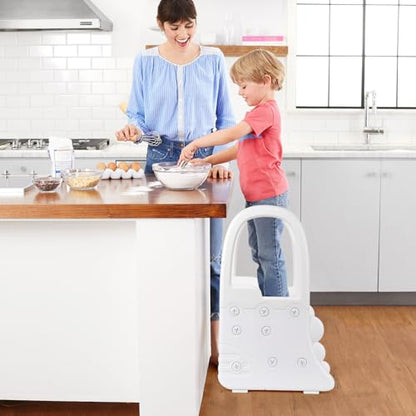 IDEALHOUSE Toddler Step Stool with Safety Handrails, Anti-Slip 2-Tier Kids Ladder, 300 Lbs Capacity, Minimalist Plastic Stool for Bathroom Sink, Kitchen Counter & Potty Training, Grey Step - color: Grey Step