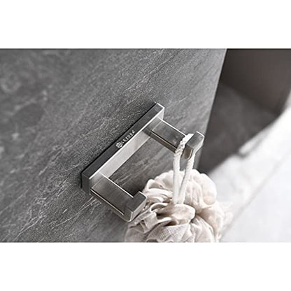 Bagno Bianca Stainless Steel Double Robe Hook in Brushed Nickel - color: Brushed Nickel