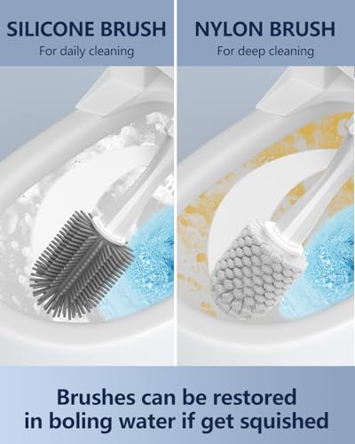 24 Wand Refills and Replaceable Brush Heads Kit for Leebein HK-047 Electric Toilet Brush, Hard Nylon Brush Head and TPU Silicone Brush Head, 24PCS Sponge Pad with Cleaner, Machine Not Included - color: 24 Refills & 2 Brush Heads