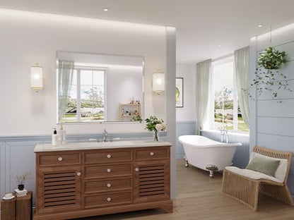 Frameless Bathroom Mirror, 40"x32" Beveled Bathroom Vanity Mirror | 15mm beveled edge, frameless, 5mm HD glass, anti-rust, french cleat, horizontally or vertically, for bathroom/bedroom - size: 40"L x 32"W