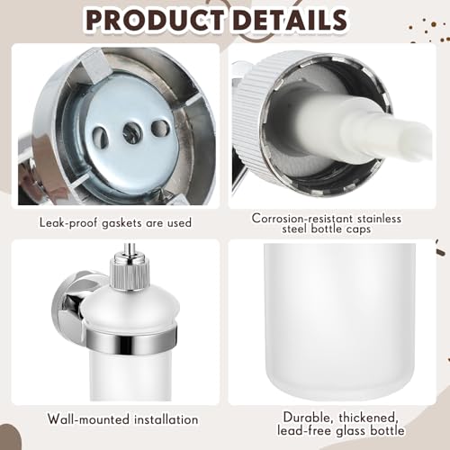 1 Pack Hand Soap Dispenser Wall Mount Bathroom Glass Soap Dispenser Pump Bottle with Stainless Steel Pump for Kitchen Bathroom Countertop (Silver) - color: Silver