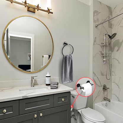 Matte Black Flip Toilet Paper Holder and Hand Towel Ring Set 2 Pieces Bathroom Hardware Accessories Set SUS 304 Stainless Steel Heavy Duty Wall Mounted Bathroom Holder - color: Black