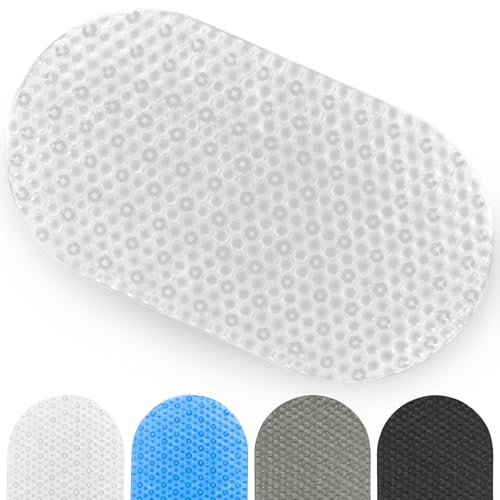 Vive Oval Bathtub Mat - Nonslip Shower Floor Pad - Non-Slip and Non-Skid | For Bath Tub with Strong Rubber Suction Cup Grip - for Baby, Elderly, Kids, Bathroom (Gray) - color: Clear