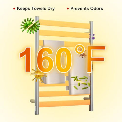 Heated Wall Mounted Electric Towel Warmer Rack,Timer & Temperature Control, 8 Bar Stainless Steel Towel Heater for Bathroom (Brushed, 8 Bars) - color: Brushed, size: 8 Bars