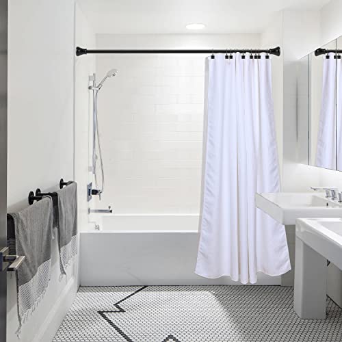 Shower Hooks - Double Shower Curtain Rings for Bathroom - Rust Resistant Shower Curtain Hooks for Shower Curtain or Liner - Shower Curtain Rings with Crystal Design - Set of 12, Matte Black - color: Black
