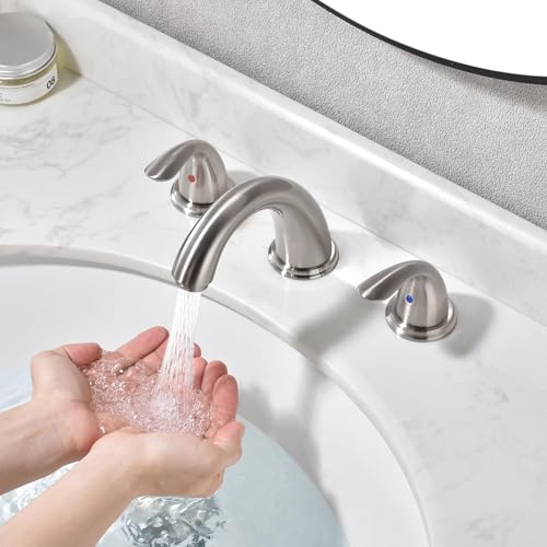 sumerain 8 Inch Widespread Sink Bathroom Faucet Brushed Nickel Two Handle Vanity Faucet - color: Brushed Nickel