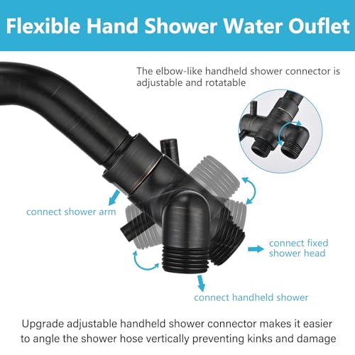 PDPBath Brass 3 Way Shower Arm Diverter Valve for Handheld Shower Head and Fixed Shower Head, G1/2 Universal Connection - Oil Rubbed Bronze - color: Oil Rubbed Bronze