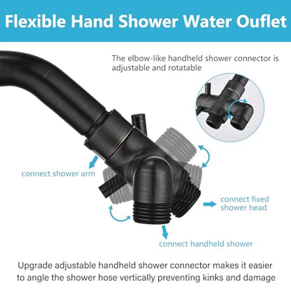 PDPBath Brass 3 Way Shower Arm Diverter Valve for Handheld Shower Head and Fixed Shower Head, G1/2 Universal Connection - Oil Rubbed Bronze - color: Oil Rubbed Bronze