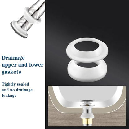 Drainage Seal,Universal Basin Drain Gasket Replacement Parts,Thickened Silicone Sealing Ring for Bathroom Sink Drain Stopper，Includes Top and Bottom Washers Seals (White-2 Sets) - color: White-2 Sets