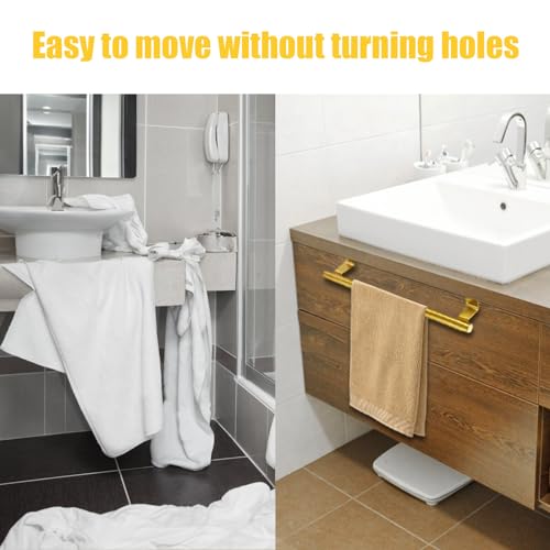 2 Pack Gold 9 Inch Towel Holder for Kitchen Bathroom | Stainless Steel, Bathroom Towel Bar, Hand Towel Rack, Over Cabinet Door, For Kitchen Bathroom - color: Gold