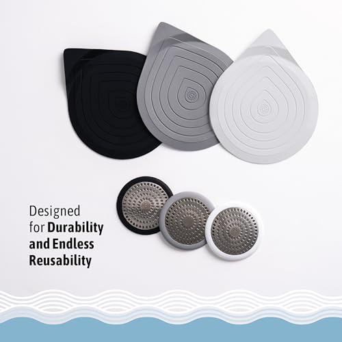 Drain Hair Catcher & Stopper Combo – Tub ShowerRing + StopRing Set for Bathtub & Sink | Stainless Steel Strainer + Silicone Drain Plug | Clog-Free, Universal Fit (White, 2 Pack) - color: White