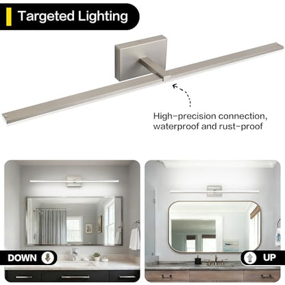 40 Inch Modern Vanity Light for Bathroom Brushed Nickel Over Cabinet Arm Extra Wide LED Bar 6000K Daylight - color: Brushed Nickel, size: 40-inch