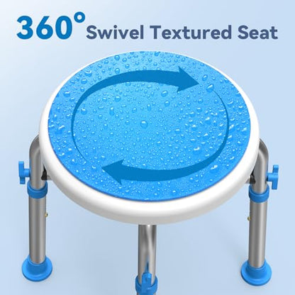Loyoda Swivel Shower Chair for Inside Tub with Reinforced Crossing Bar | Adjustable-Height Shower Chair, Tool-Free Assembly – Holds up to 350 lbs, Great for In-Shower Use, FSA/HSA Eligible - color: With Crossing Bar(blue)
