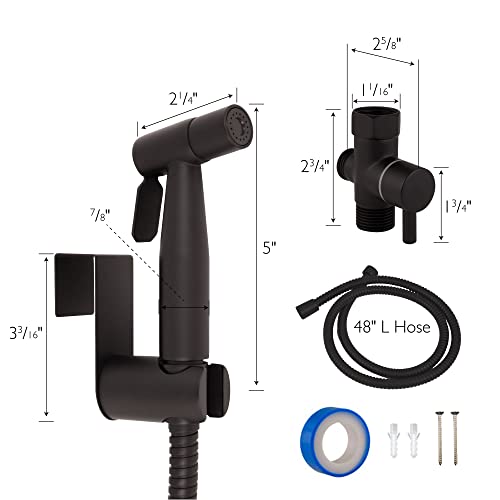 Handheld Single-Function Bidet Sprayer, Dual Mount, 48-Inch Stainless Steel Hose, Easy Install, Toilet Hygiene Solution – Design House, 583906 - color: Matte Black