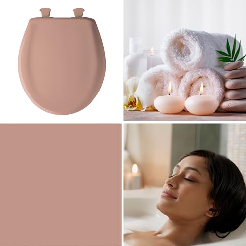 Bemis Classic Colors Slow Close Toilet Seat, Easy Clean Hinges and Durable Plastic Seat, Made in USA, Round, Wild Rose - color: Wild Rose, size: Round