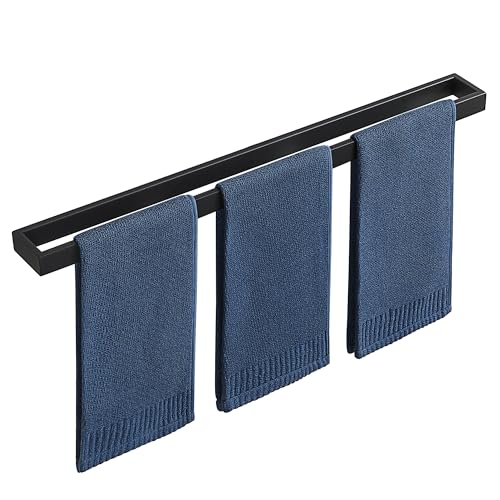 Sayayo Matte Black Towel Bar for Bathroom, 27.5 Inch Hand Towel Holder Wall Mount Square Towel Ring SUS304 Stainless Steel Towel Rack - color: Black, size: 27.5 INCH