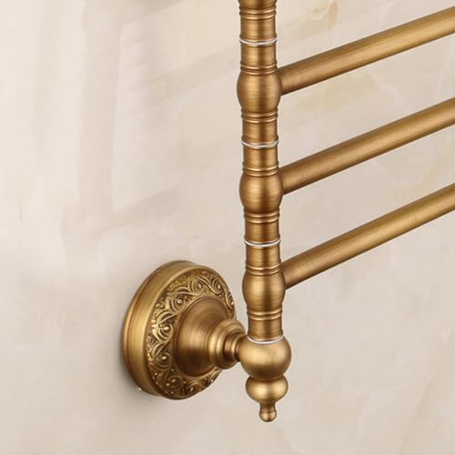 ZHOUXIAO All Brass Swing Out Towel Bar Holder Wall-Mounted/Gold Swivel Towel Rack Hanger Organizer for Bathroom,Kitchen,Brushed Towel Bar Folding Arm Swivel Hanger Bathroom S A