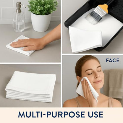 White Cotton Value Washcloths, 12 x 12 in, 12 Pack | Lightweight cotton cloths for painting, staining, crafts, garage, kitchen, bath or utility cleanup; 1.00 oz ea - size: 3/4 LB Per Dozen