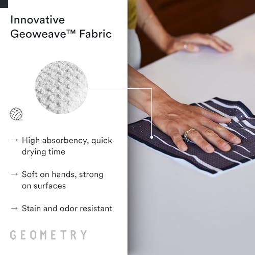 GEOMETRY Kitchen Dish Cloths - Quick Dry Dishcloths for Kitchen - Premium Dish Rags with Geoweave - 3-Pieces Night Reeds - color: All Lined Up, style: Dishcloth