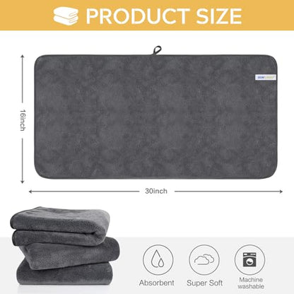 Microfiber Hand Towels for Bathroom, 16 x 31 Inch, Grey, 3Pack | Ultra Soft, Makeup Remover Cloth, Face Cleansing Towel - color: Dgreyx3