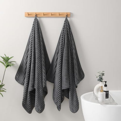 4 Piece Bath Towels, 30"x60" Microfiber Towels Set, Charcoal Gray | Large Bathroom Towels, Soft Touch, Highly Absorbent, Quick Dry, Lint Free, Long-Lasting, Family Use, Guest Bath & Daily Use - color: Charcoal Gray, size: 30x60 Bath Towels of 4