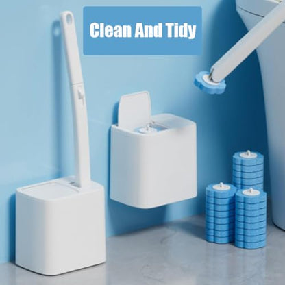 2026 New Disposable Toilet Brush, Disposable Toilet Cleaning System, Ocean/Lemon/Lavender 3 Aromatherapy, Includes Disposable Cleaning Stick, Storage Box and Scented Refill Tabs (Grey-Ocean*18) - color: Grey-ocean*18