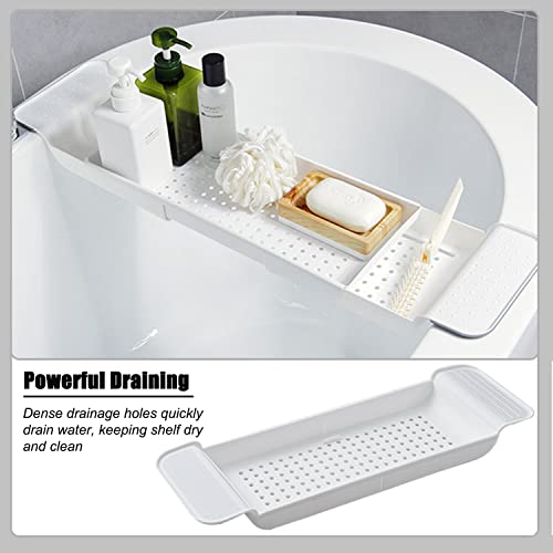 Expandable Drain Bath Shelf Caddy Tray, Multifunctional Plastic Bathtub Tray Bathroom Organizer Simple Stylish Bathtub Storage Rack for Candle Towel, Book, Wine, Phone, Shower (Grey - 1pcs) - color: Grey - 1pcs