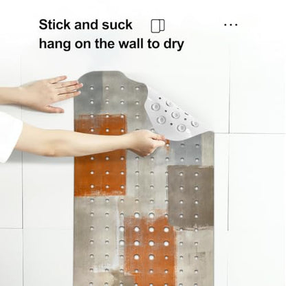LNOND Orange Bathtub Mat Non Slip, 40 X 16 Inch Tub Mat for Bathroom, Abstract Art Bath Tub Shower Mat with Drain Holes and Suction Cups - color: Turquoise