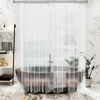 AmazerBath Stall Shower Curtain Plastic, Small Shower Curtain Clear 40 x 72, Stand Up Shower Curtain Thick PEVA, Heavy Duty Shower Curtain Stall Size with 2 Weighted Stones and 7 Grommet Holes - color: 8g Clear, size: 40"W x 72"L (Pack of 1)