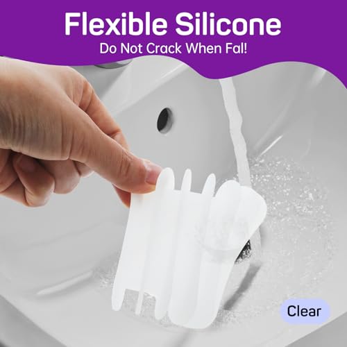 2 Pcs Self Draining Silicone Soap Holder - Waterfall Design Soap Dishes for Bathroom, Keeps Soap Bars Dry & Clean (Grey+Clear) - color: Grey+clear
