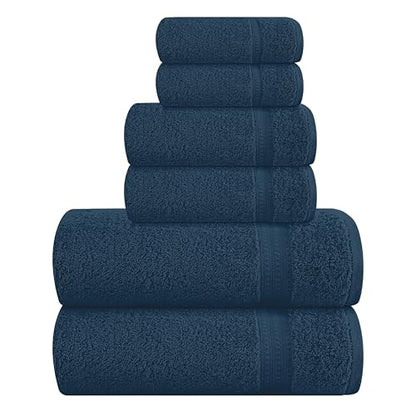MyOwn 6 Piece Towel Set, 100% Combed Cotton - 2 Bath Towels, 2 Hand Towels, 2 Wash Cloths - 500 GSM Luxury Hotel Quality Ultra Soft Highly Absorbent Towel Set for Bathroom - Mineral Blue - color: Mineral Blue