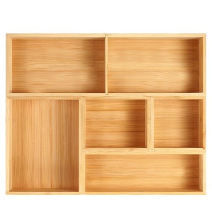 Fabsome Bathroom Drawer Organizer, Bamboo Box Bin for Junk Vanity Desk Makeup Drawer, Small Wooden Container Tea Storage Organization Tray for Kitchen Office, Set of 5 - size: 2''H 5 Boxes