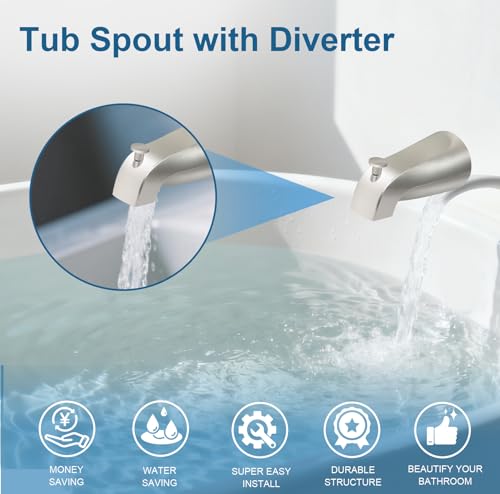 Universal Tub Spout for 1/2" Copper Pipe, 1/2" IPS and 3/4" IPS, Bathtub Faucet with Diverter and Adapter and Hex Wrench (Brushed Nickel) - color: Brushed Nickel