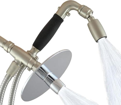 High Sierra® - Solid Lead-Free Metal 4-Way Combo with GEN 3 REFLECTIONS™ Fixed and Handheld Shower Head with Hose. Run Separately or Both at Full Flow - 1.5 GPM per Shower Head - Brushed Nickel Finish - color: Nickel, size: 1.5 GPM