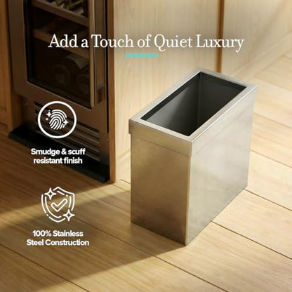 Gatco Modern Rectangle Wastebasket, Satin Nickel - Stainless Steel Trash Can with Removable Lid, Leakproof, 3 Gallon Capacity for Bathroom, Bedroom, Kitchen, or Office - color: Satin Nickel