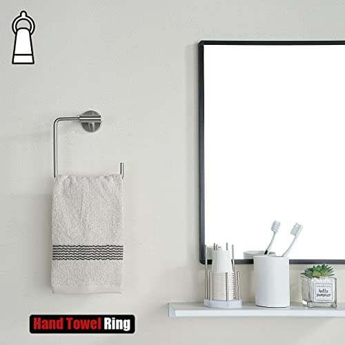 JQK Towel Ring, Stainless Steel Square Ring Towel Holder for Bathroom, 6 Inch Brushed Finished Wall Mount, TR140-BN - color: Brushed