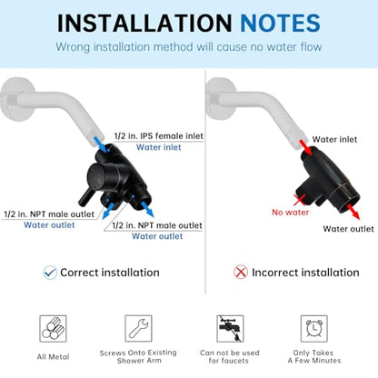 G-Promise Solid Metal 3-Way Shower Diverter Valve (Matte Black) | Smooth Knob Switch, Spray Separately or Both, Anti-Leak, Easy to Install, Standard Connections, Universal Replacement Part - color: Matte Black